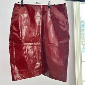 2ndDay Genuine Patent Lamb leather pencil skirt tomato red - sz L/XL